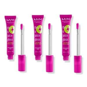 NEW 3x NYX Cosmetics This is Juice Gloss Hydrating Lip Gloss Strawberry Flex Ful